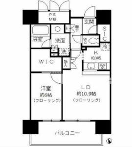 フォンテーヌ芝浦(1LDK/12階)の間取り写真