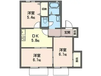 タウンコート D(3K/1階)の間取り写真
