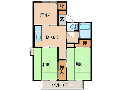 オディールコヤ(3DK/2階)の間取り写真