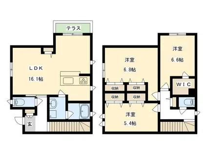 SHAMAISON PRELE(3LDK/1階)の間取り写真