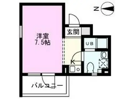 カーサ大戸(ワンルーム/2階)の間取り写真