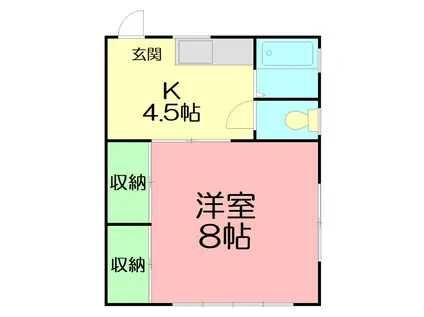 中ノ町荘 西棟(1K/2階)の間取り写真