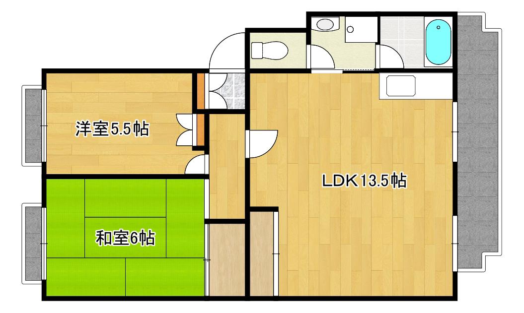 第2仁井田マンション(2LDK/4階)の間取り写真
