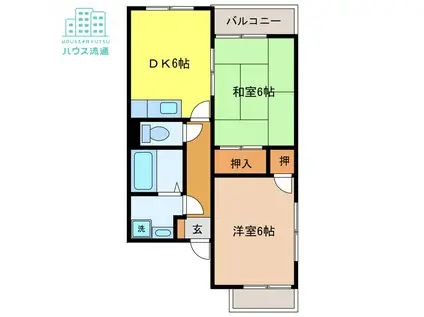 テラス明(2DK/2階)の間取り写真