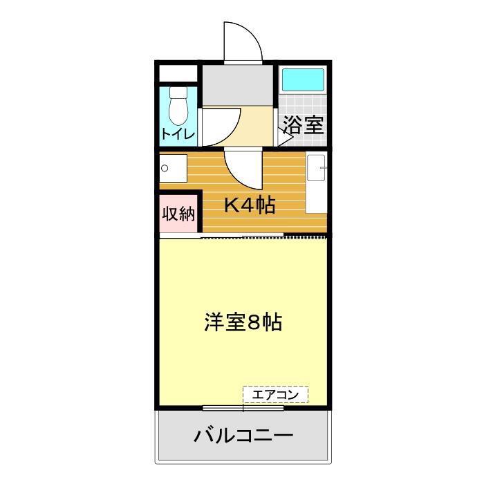 サンビレッジⅡ(1K/4階)の間取り写真