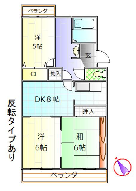セントラルオサダ(3DK/4階)の間取り写真
