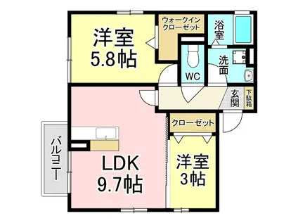 グランジュテA棟(2LDK/1階)の間取り写真