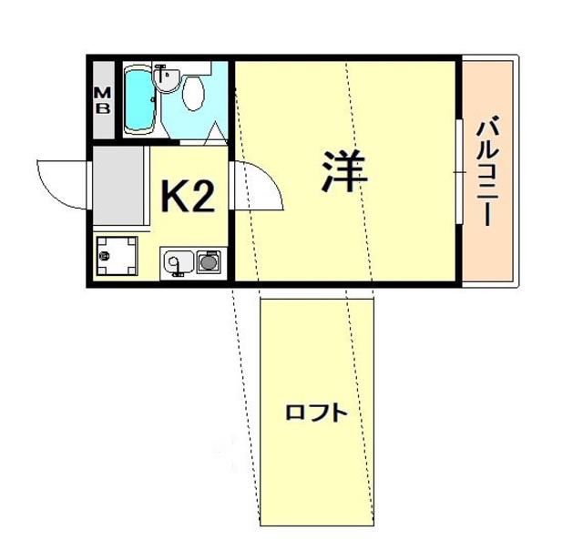 ヨーロピアン B(1K/2階)の間取り写真