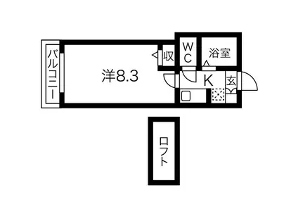 グランドール市名坂(1K/3階)の間取り写真