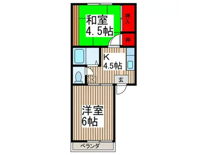 リーベンハウス(2K/2階)の間取り写真
