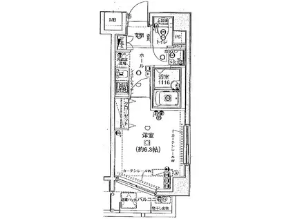 エクセリア横浜(1K/3階)の間取り写真
