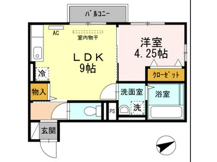 セジュール・パルティノス(1DK/1階)の間取り写真