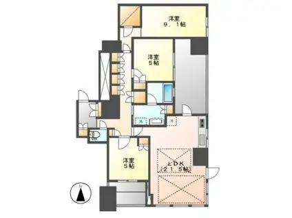 プラウドタワー覚王山(3LDK/7階)の間取り写真