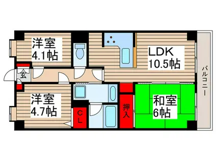 ライオンズマンション下総中山第3(3LDK/10階)の間取り写真