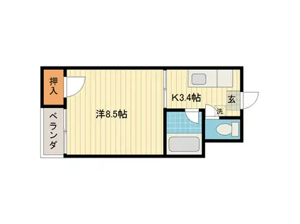 カレント(1K/2階)の間取り写真