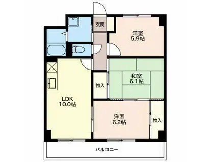 ディアコートSAKURADAI・A(3LDK/2階)の間取り写真