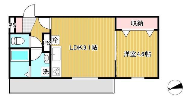 VERANO MAR(1LDK/2階)の間取り写真