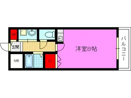 パラシオンサカイマチ(1K/5階)の間取り写真