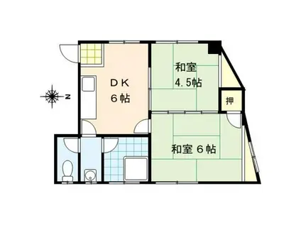 やすらぎビル(2DK/3階)の間取り写真