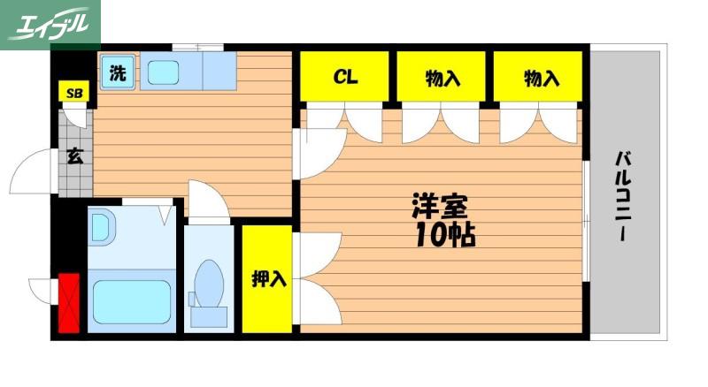 エスポアール大森(1DK/4階)の間取り写真