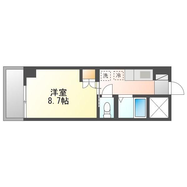 ブランピア津波古(1K/2階)の間取り写真