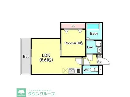 ジーメゾン春日部花積(1LDK/1階)の間取り写真