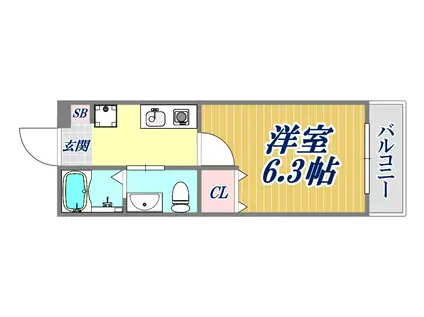 ダイドーメゾン阪神西宮駅前(1K/3階)の間取り写真