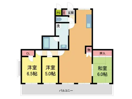 川西町ビル(3LDK/2階)の間取り写真