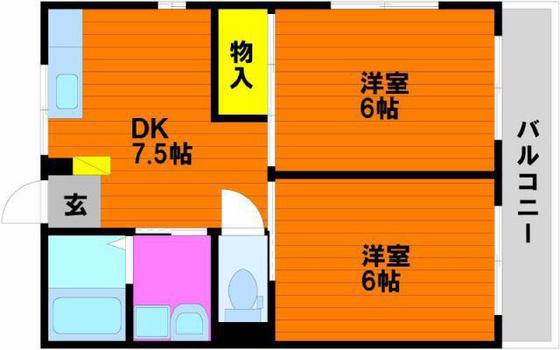 オレンジマンション(2DK/1階)の間取り写真