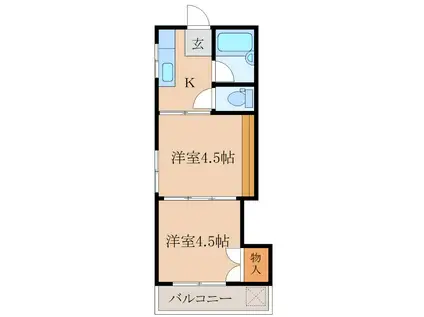 ツルマルハイツ(2K/3階)の間取り写真