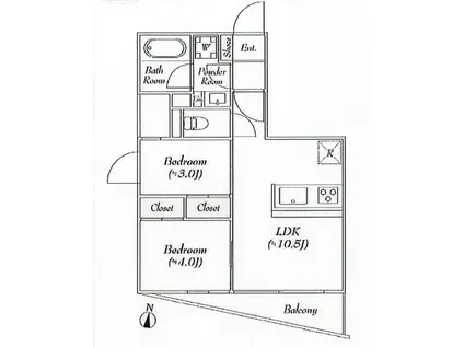LUMIEC HONCHO イースト(2LDK/1階)の間取り写真