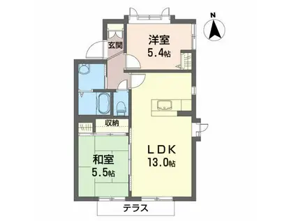 ジュラアーク(2LDK/1階)の間取り写真