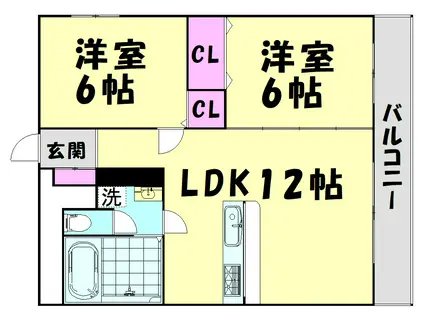 リーゼンラート三葛(2LDK/4階)の間取り写真