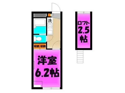 コンフォートウッズ2(1K/2階)の間取り写真