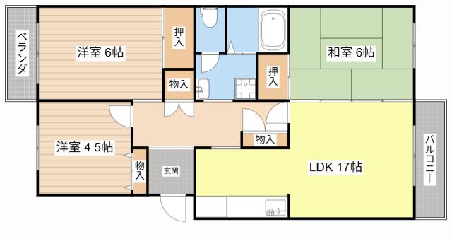守山駅前東3号棟(3LDK/2階)の間取り写真
