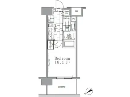 パークハビオ目黒リバーサイド(1K/2階)の間取り写真
