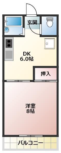 サニーハイツ童夢(1DK/1階)の間取り写真