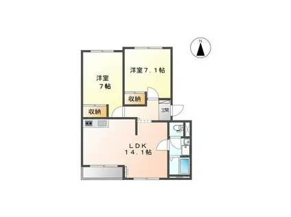 グランディアKS I・II(2LDK/2階)の間取り写真