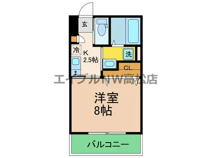 シャリンティア(1K/2階)の間取り写真