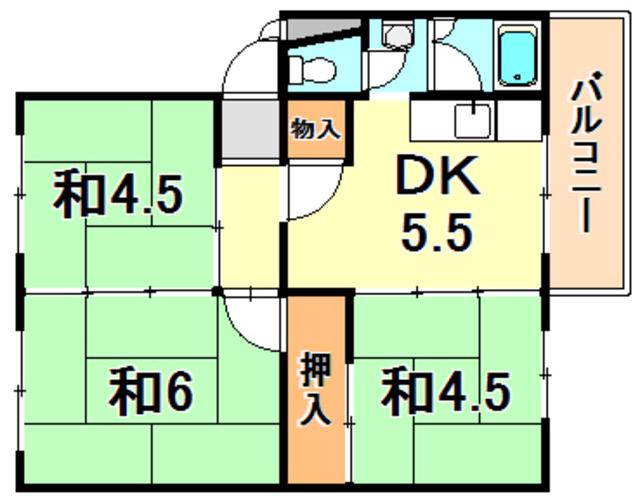 東垂水南(3DK/5階)の間取り写真