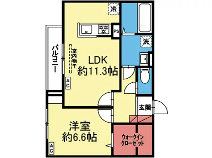 DBLESS上大岡(1LDK/3階)の間取り写真