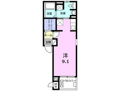 プリムヴェール I(ワンルーム/2階)の間取り写真