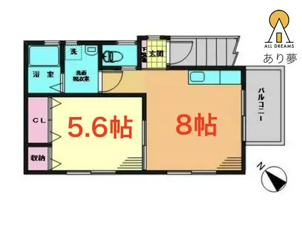 永田東2丁目2階(1LDK/2階)の間取り写真