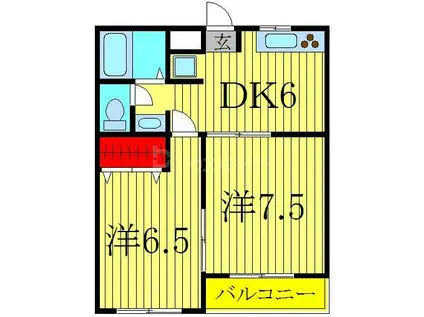 東京アパートメント(2DK/1階)の間取り写真