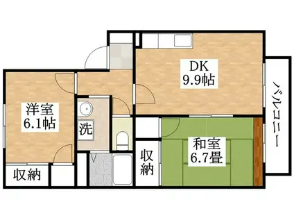 フレグランス平野(2DK/1階)の間取り写真