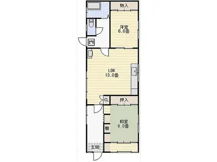 白亜荘(2LDK/4階)の間取り写真