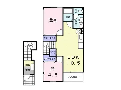 ピジョンフォレ・II(2LDK/2階)の間取り写真