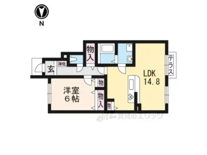 シャリテ高橋川(1LDK/1階)の間取り写真