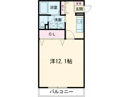 アライバル(1K/1階)の間取り写真