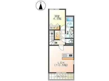 ロイヤルコート 湘南(1LDK/2階)の間取り写真